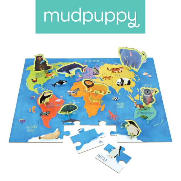Mudpuppy : Puzzle zestaw z 8 figurkami Zwierzęta Świata