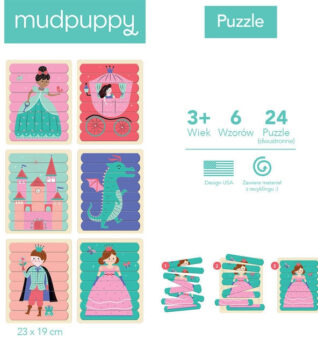 Mudpuppy : Puzzle Patyczki Księżniczki 24 elementy