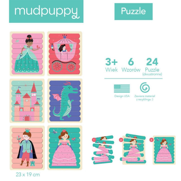 Mudpuppy : Puzzle Patyczki Księżniczki 24 elementy
